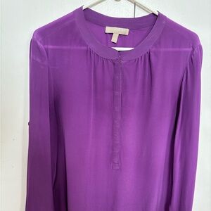 Banana Republic Purple Silk Popover Blouse